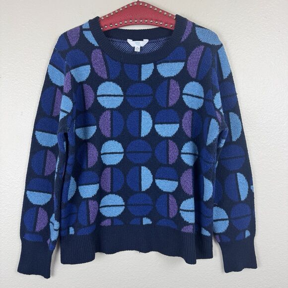 Time And Tru Sweaters - Time And Tru Intarsia Pullover Knit Sweater Blue Lagoon Geometric Retro XL 16-18